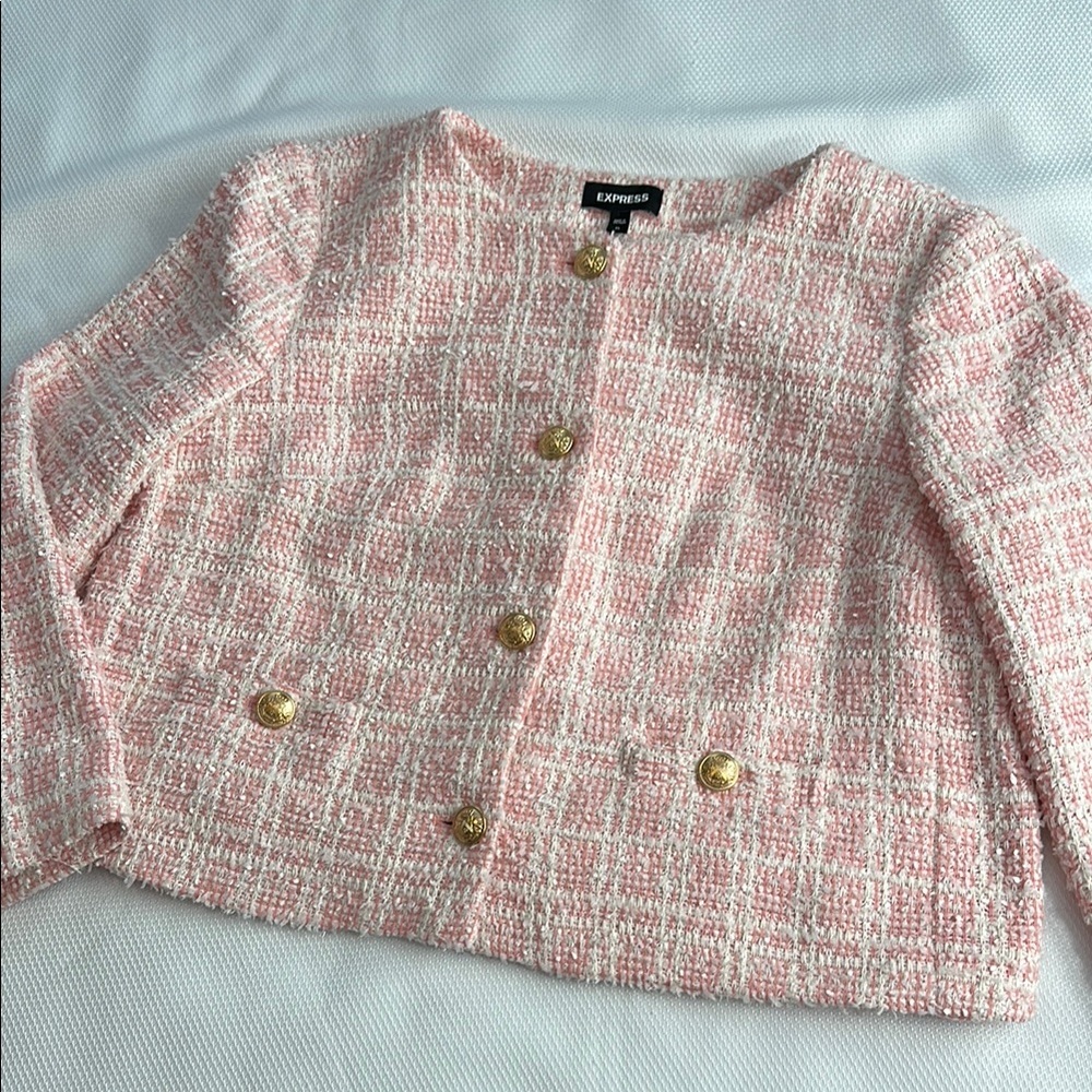Express Blush and Ivory Tweed Blazer